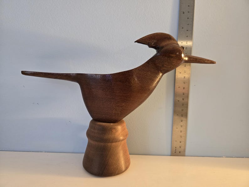 Hand Carved Mahogany Wooden Bird on a Pedestal- Roadrunner - Etsy