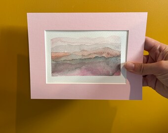 Original Watercolour Artwork Landscape Mountain pastel colours Hand-painted handmade artwork A6 small