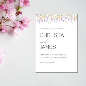 5x7 Wildflower Wedding Save the Date Digital Template, Save the Date, Floral Save the Date, Canva Template, Digital Save the Date