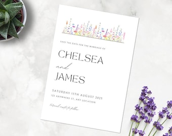 Floral Wedding Save the Date Template, 5x7 (Digital Download)