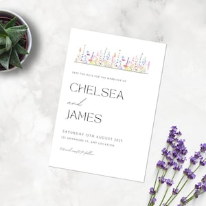 Wildflower Wedding Save the Date Digital Template 5x7, Save the Date, Floral Save the Date, Canva Template, Digital Save the Date
