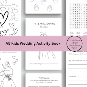 A5 Kids Wedding Activity Book, Games & Colouring (Digital Download)