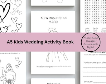 A5 Kids Wedding Activity Book, Games & Colouring (Digital Download)