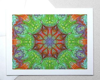 Marbled Paper Holiday Colors Kaleidoscope Cards with Envelopes, Blank Note Cards, Set of 4, 6 or 10, Christmas Cards, Thank You Notes