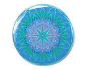 Water Colors Geometric Mandala Magnet or Pin, Office Decor, Kitchen Decor, Stocking Stuffer, Small Gift, Gifts Under 5 Dollars, 2.25 inch