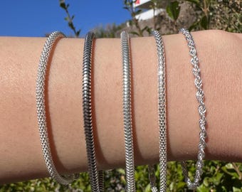 Catena in argento, Bracciale unisex in argento, Bracciale in argento Sterling 925, Bracciale delicato, Regalo per donna, Gioielli in argento, Regalo per uomo, Brac-3