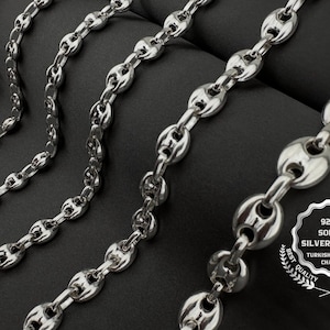 Plata esterlina 925 sólida hecha a mano, joyería de plata, cadena marinera de ancla hinchada, collar unisex, pulsera de hombre, plata hueca, regalo para ella