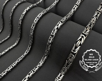 Silver chain necklace, Round byzantine chain, Gift for him, 925 sterling solid silver, Oxidized bracelet, King chain, Chain for men