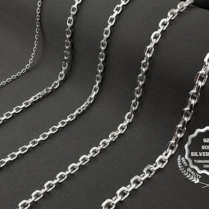 Solid 925 sterling silver, Silver necklace, Necklace for men, Silver Dainty layering chain, Heavy Anchor link chain, Italian style chains