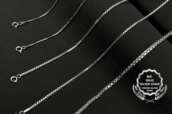 925 Sterling Solid Silver, Silver Box Necklace, Gift for
