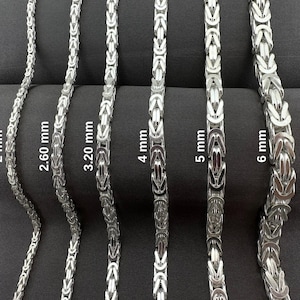 925 sterling solid silver, Solid heavy necklace, Byzantine chain, Gift for him, Dainty Men&#39;s necklace, Square King chain, Chain for men