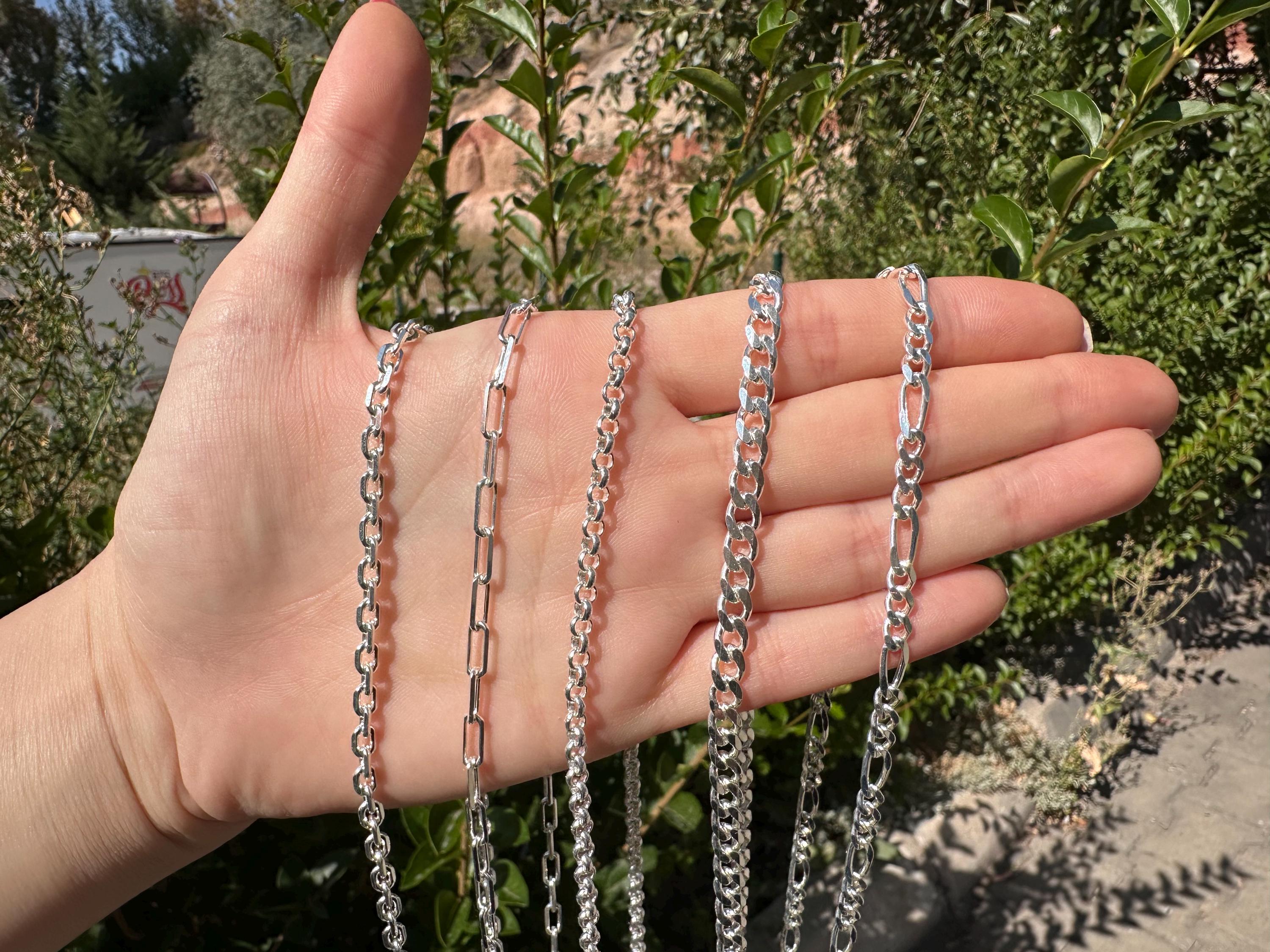 Silver Man's Necklace, Dainty Silver Necklace, 925 Sterling