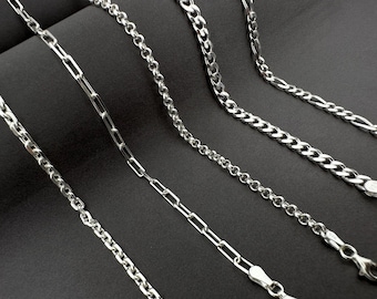 Silver Man's Necklace, Dainty Silver Necklace, 925 Sterling
