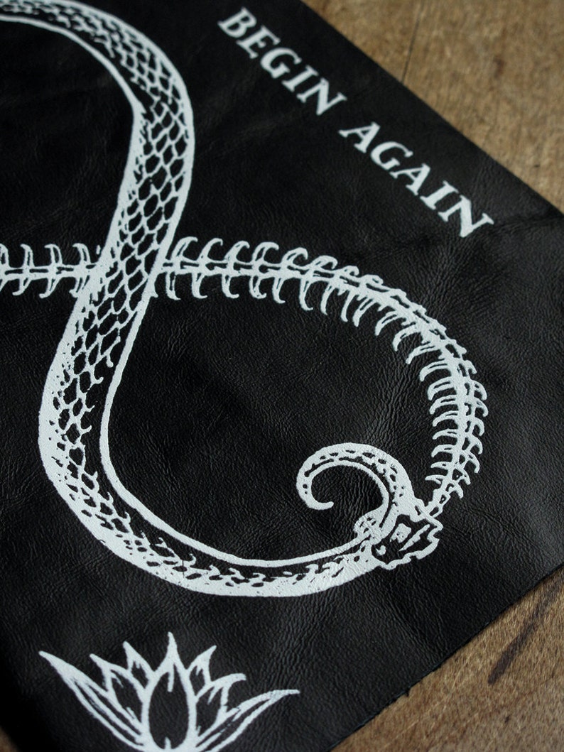 Begin Again 7x5 Leather Screen Printed Sew-On Art Patch