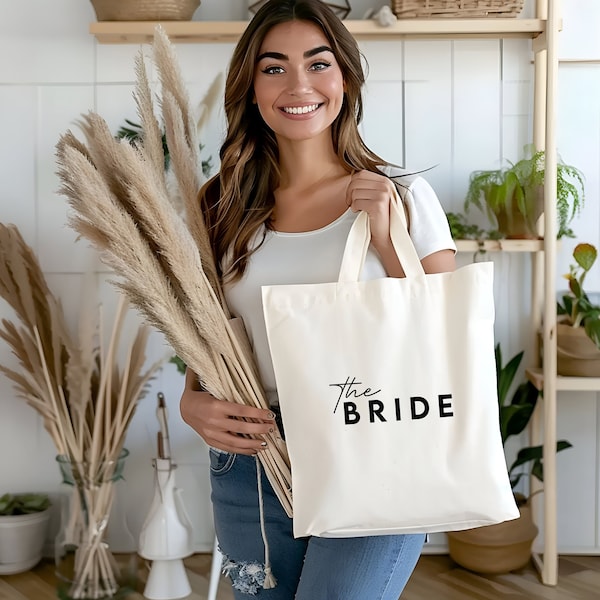 Bride Tote Bag, Wedding Gift For Bride, Hen Do Weekend Personalised Clutch, Large High Quality Canvas Tote Bag, Bride Wedding Handbag