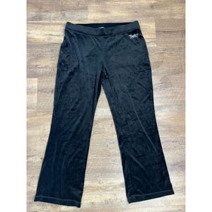 Juicy Couture strass velours pull-on broek zwart dames XL verfraaid Y2K