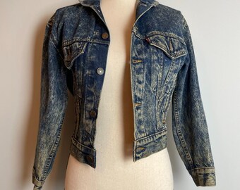 Vintage 90's Levis Jacket Womens M Blue Acid Wash Denim Retro Trucker Grunge USA