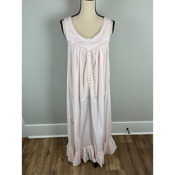 Vintage Body Drama Cottagecore Prairie Sleeveless Lace Ruffle Nightgown Womens M