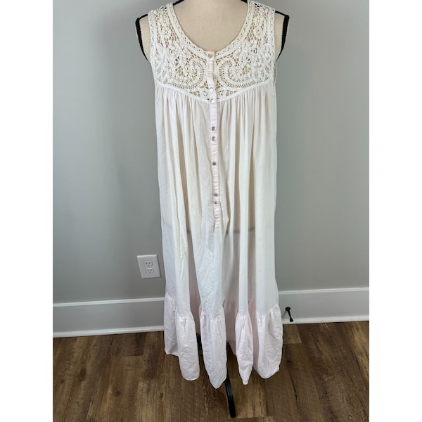 Vintage Vandemere Lace Cottagecore Ombre Pink Ruffle Nightgown Sleeveless M