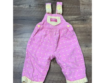 Vintage OshKosh B'Gosh Bubble Romper Girls 3-6M Duck All Over Print Pink Cotton