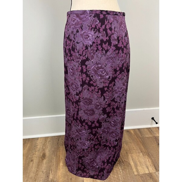 Vintage Laura Ashley Women's Maxi Skirt 8 Lined Floral Purple Cottagecore Boho