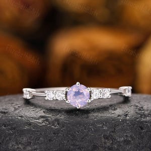 14k Amethyst Gold Ring, 18k Purple Round Shaped Ring, Amethyst Engagement Ring, February Birthstone, Silver Gift for Mother, Birthday Gift