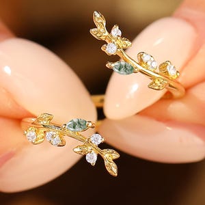 Marquise Moss Agate Wedding Band, Vintage Nature Inspired Matching Ring, Unique Bridal Stacking Ring, Moissanite Promise Gift For Women