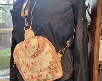 Bolso bandolera con estampado de cachemira rosa: bolso de pecho antirrobo con correa ajustable