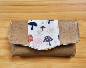 Cartera única hecha a mano / Estilo clásico / Detalle de setas / Compartimentos para billetes, chequera, tarjetas y bolígrafos