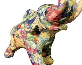 Vintage Elephant Floral Ceramic Figurine Decorative Collection pottery