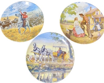 Oklahoma the Musical Knowles Ceramic Plates By Artist Mort Kunstler Set of 3