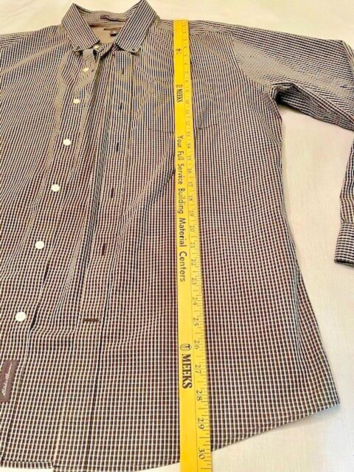 eddie bauer wrinkle free dress shirts Eddie Bauer Wrinkle Free dress Shirt Cotton Men's Size M Blue Gold Check - MINT