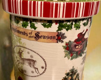 Vintage Christmas Cardinal Cookie Jar "Compliments of the Season"