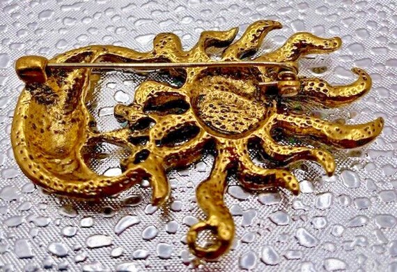 Women's Sun and Moon Brooch Pendant Vintage View 3