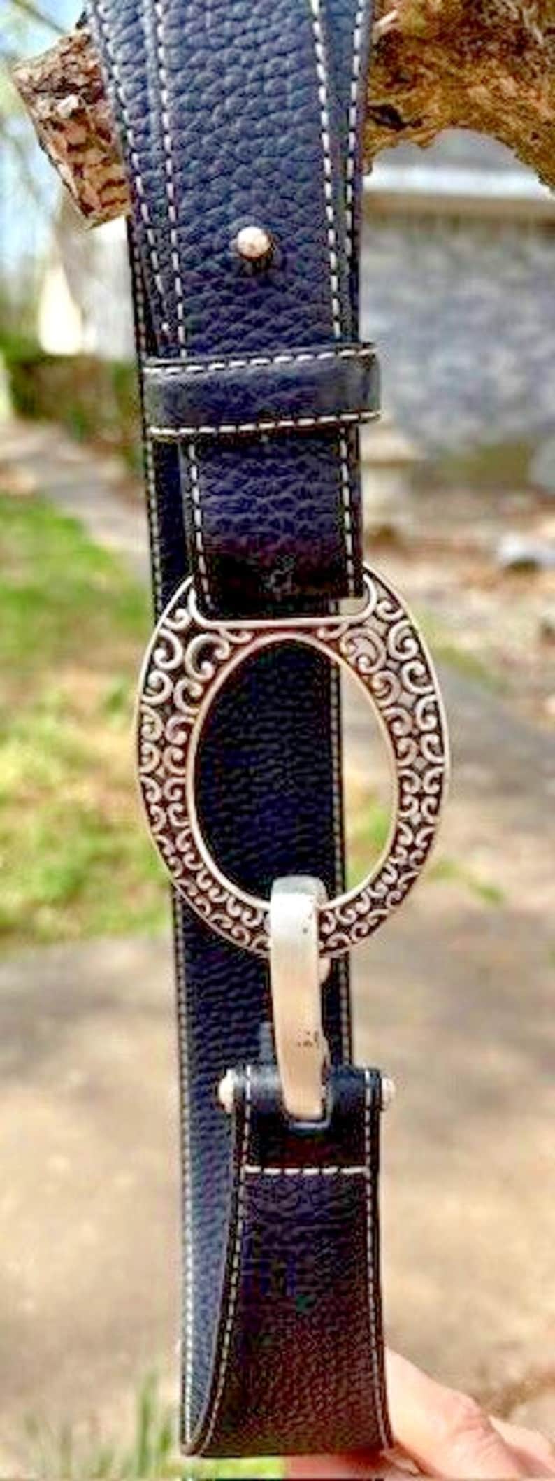 Brighton Black B10523 Buckle & Hook Leather Belt Size Small image 1