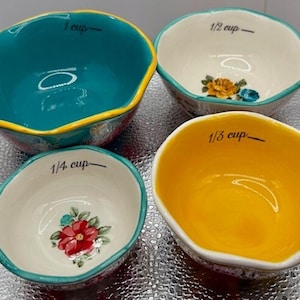 Pioneer Woman Nesting Measuring Cups 4pc Set Floral Pattern Vintage