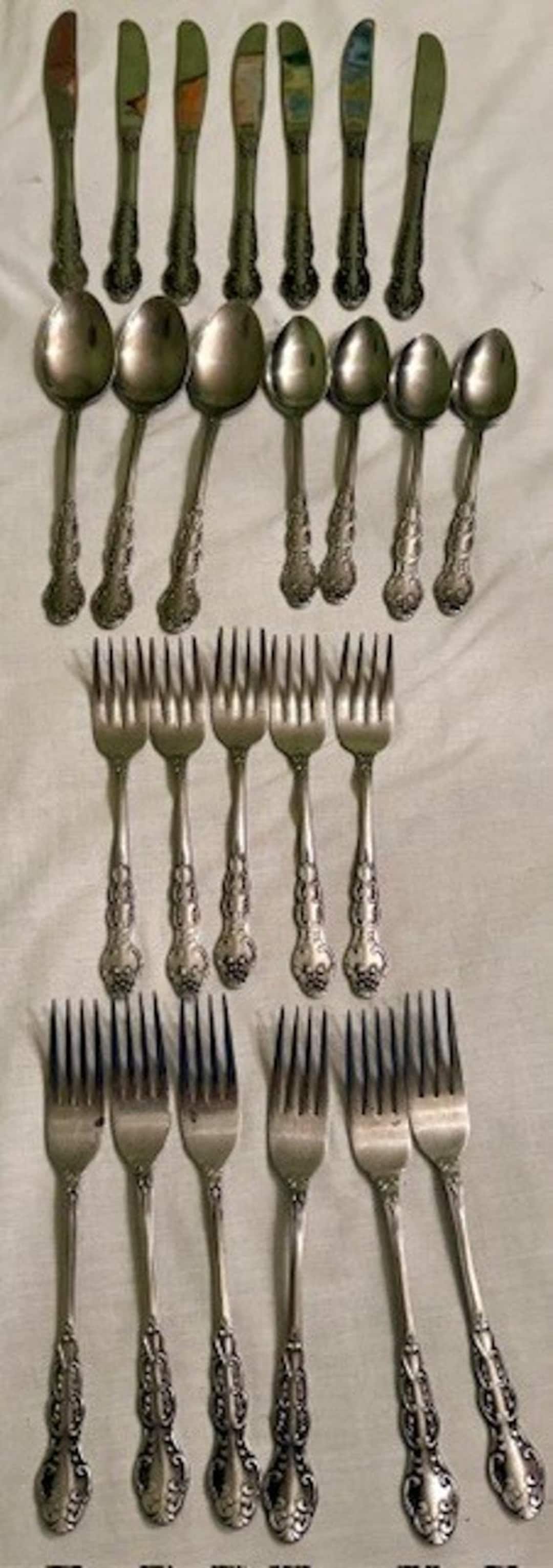Vintage Rose Stainless Mixed 21 Piece Flatware Set Japan - Etsy