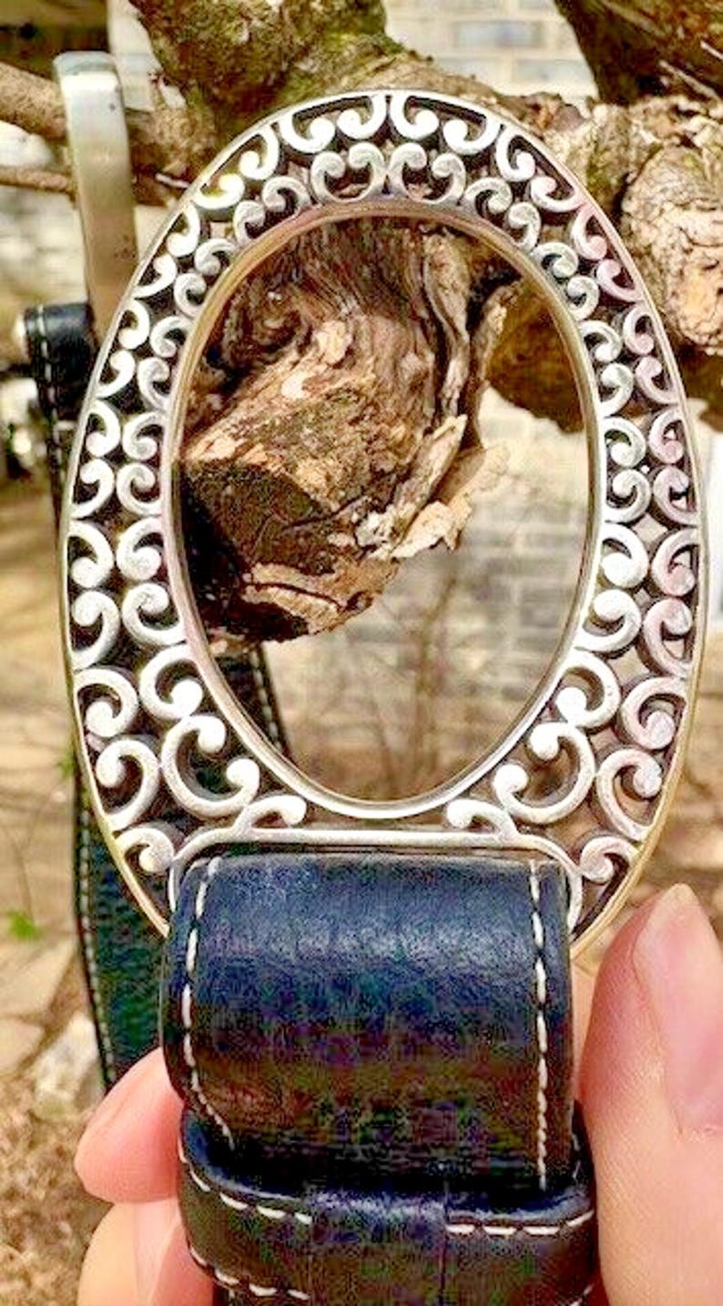 Brighton Black B10523 Buckle & Hook Leather Belt Size Small image 2