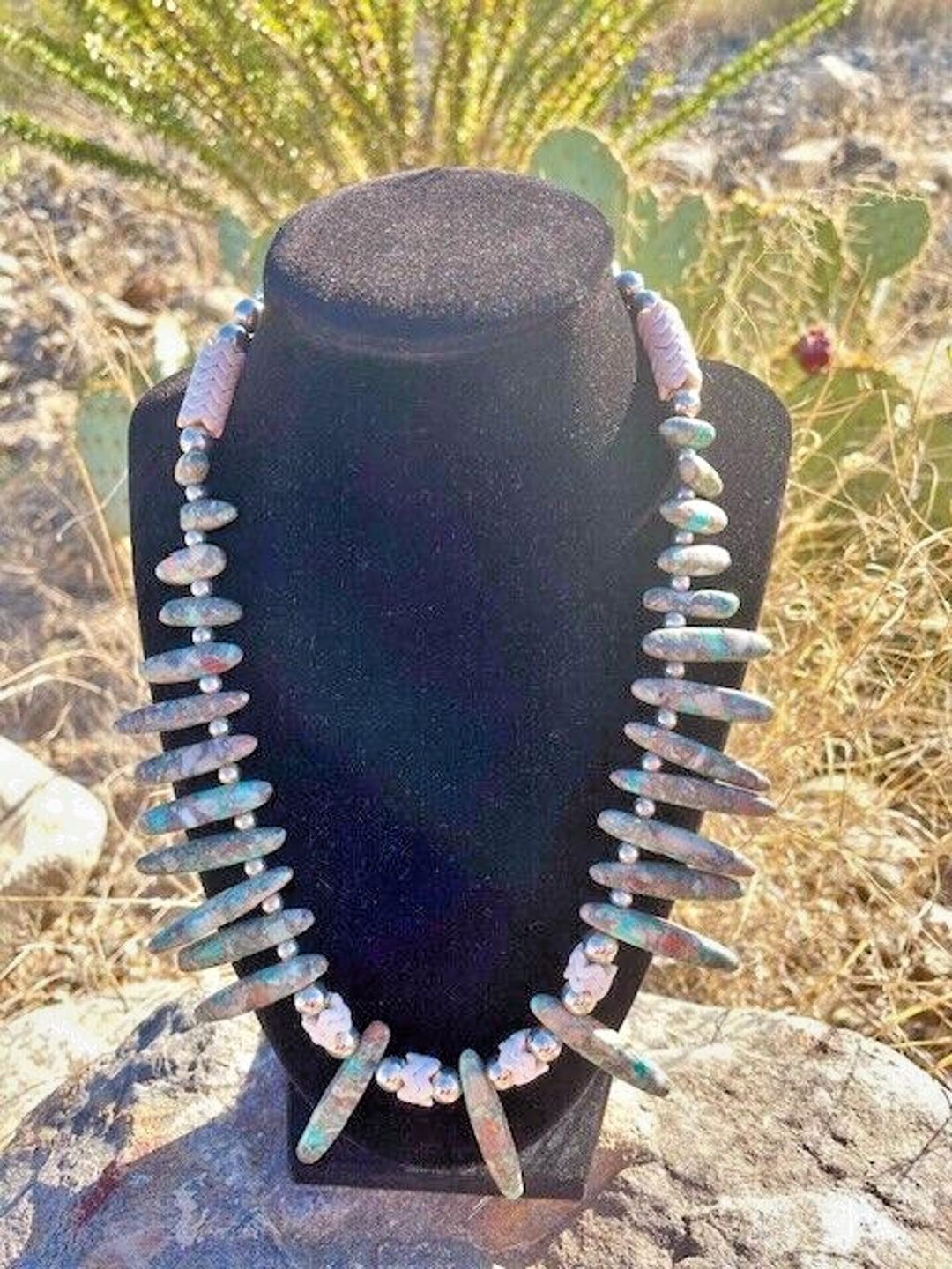 Native American Multi Colored Stone Shells & Beads Necklace 10" by ...