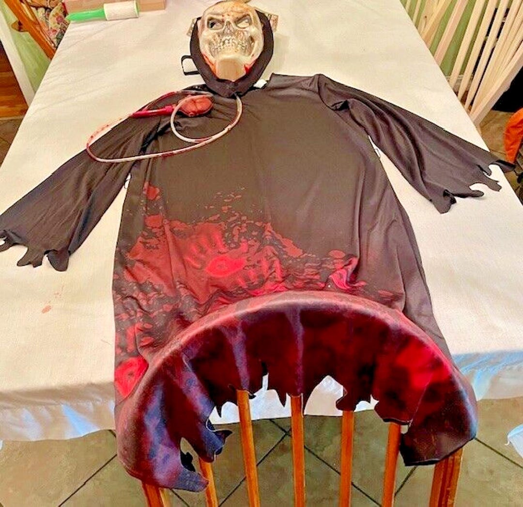Halloween Blood Art Print Vintage Trumpet Sleeve Hooded Dress main image 1