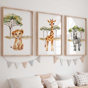 Safari Print| Safari Nursery Decor| Set of 3 Prints| Safari Baby Animal Print| Nursery Baby Room Decor| Kid Room Decor| Animal Nursery| SF-5
