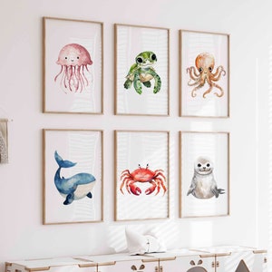Under the Sea Prints| Sea Nursery Decor| Ocean Baby Animal Prints| Kids Room Decor| Sea Collection| Animal Nursery| Nursery Baby Room Decor|