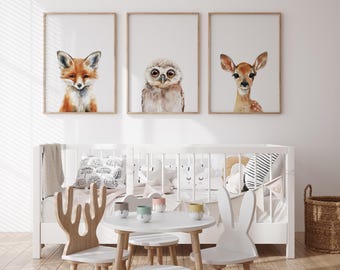 Woodland Print Set| Nursery Baby Room Decor| Woodland Nursery Decor Wall Art| Baby Animal Prints| Kids Room Decor| Nursery Forest Wall Art|