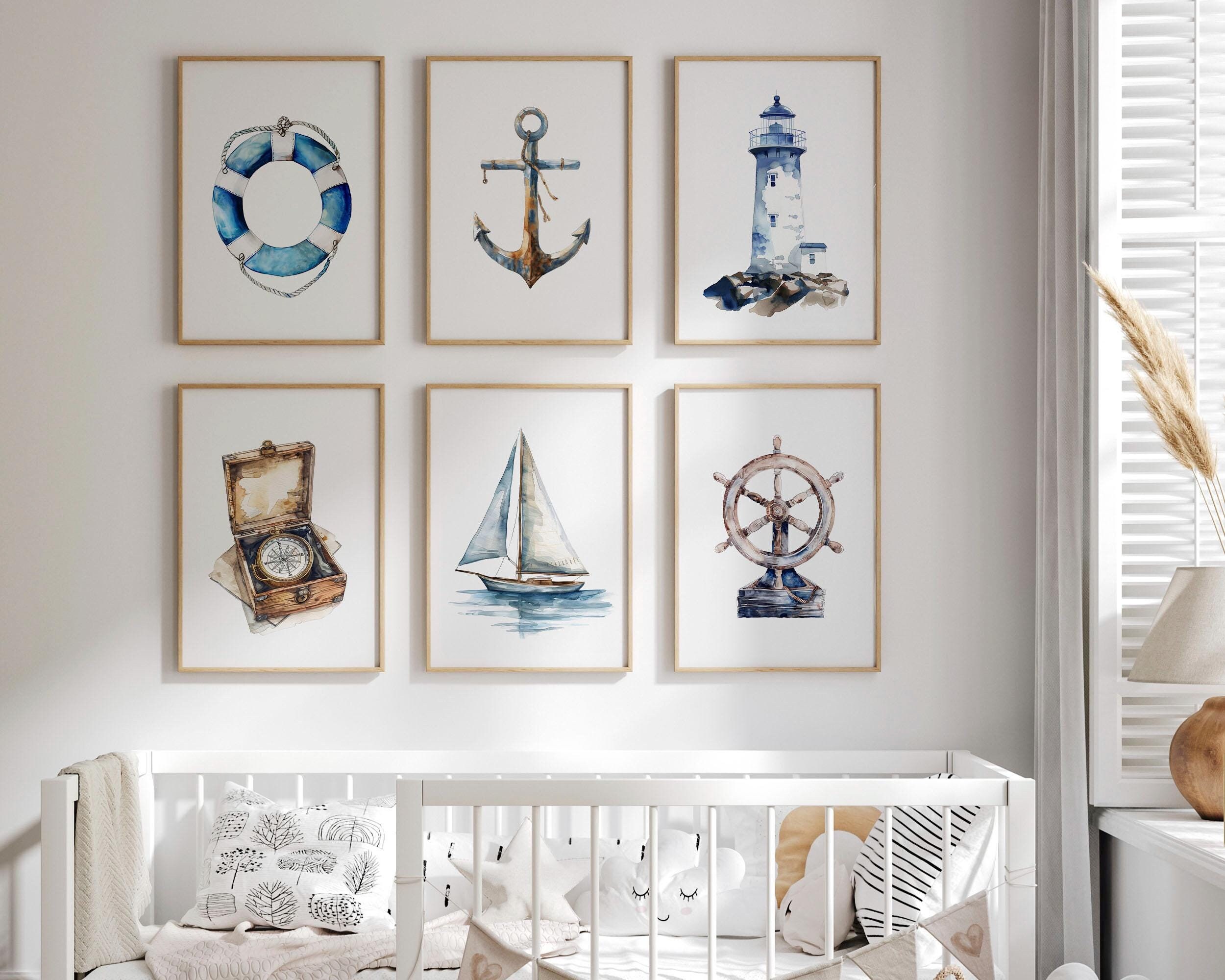 Nautical Nursery Set of 6 Prints| Sea Nursery Decor| Kids Room Decor ...