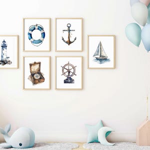 Nautical Nursery Set of 6 Prints| Sea Nursery Decor| Kids Room Decor ...