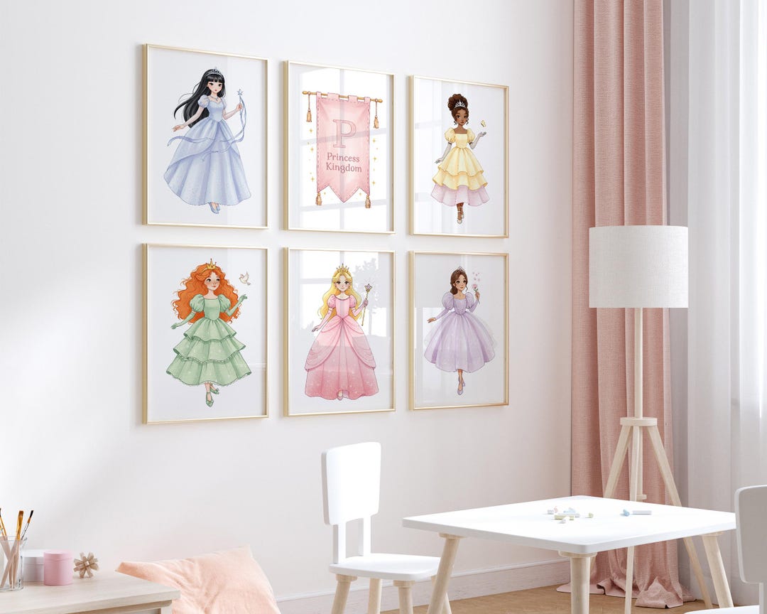 Princess Prints Nursery Wall Art Set| Teen Girl Room Decor| Princess ...