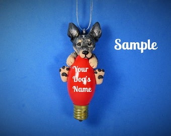 Wire Haired Fox Terrier Dog Christmas Light Bulb Ornament Sallys Bits of Clay PERSONALIZED FREE