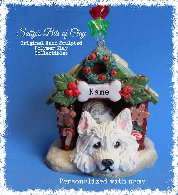 One of a Kind original sculpture hand sculpted by Sally/'s Bits of Clay Bichon Frise dog with Easter Eggs READY to SHIP