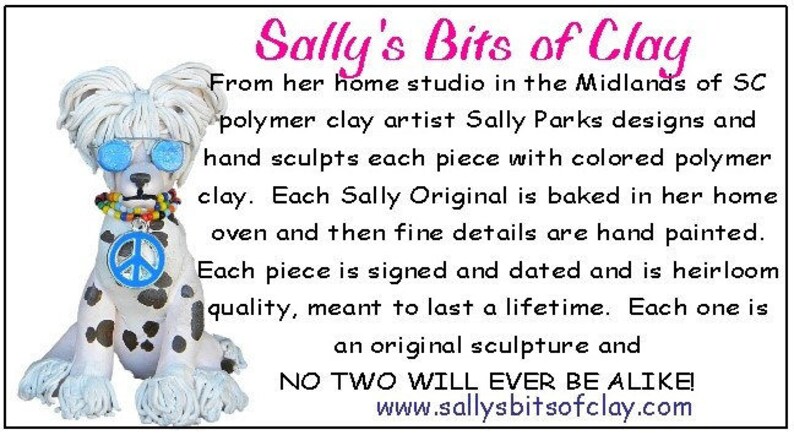 One of a Kind original sculpture hand sculpted by Sally/'s Bits of Clay Bichon Frise dog with Easter Eggs READY to SHIP