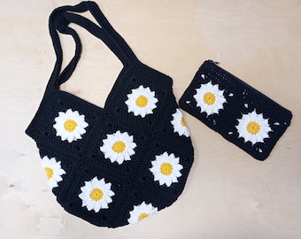 crochet daisy bag and purse